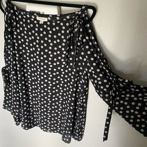 Polka dot cut out blouse